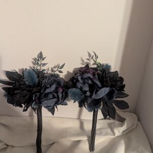 Elegant Black and Blue Floral Bouquets